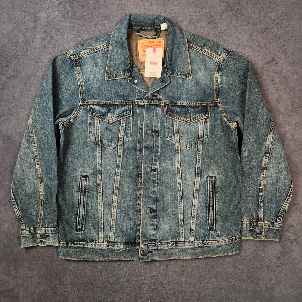 Levis Relaxed‎ Fit Denim Trucker Jacket Mens Medium Blue Jean Cotton Casual